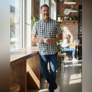 Carhartt Men’s Relaxed Fit Mens Blue Large button up casual workwear cotton